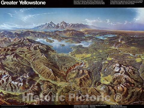 Historic Map : Greater Yellowstone. Yellowstone National Park. Grand Teton National Park., 1991, Vintage Wall Decor