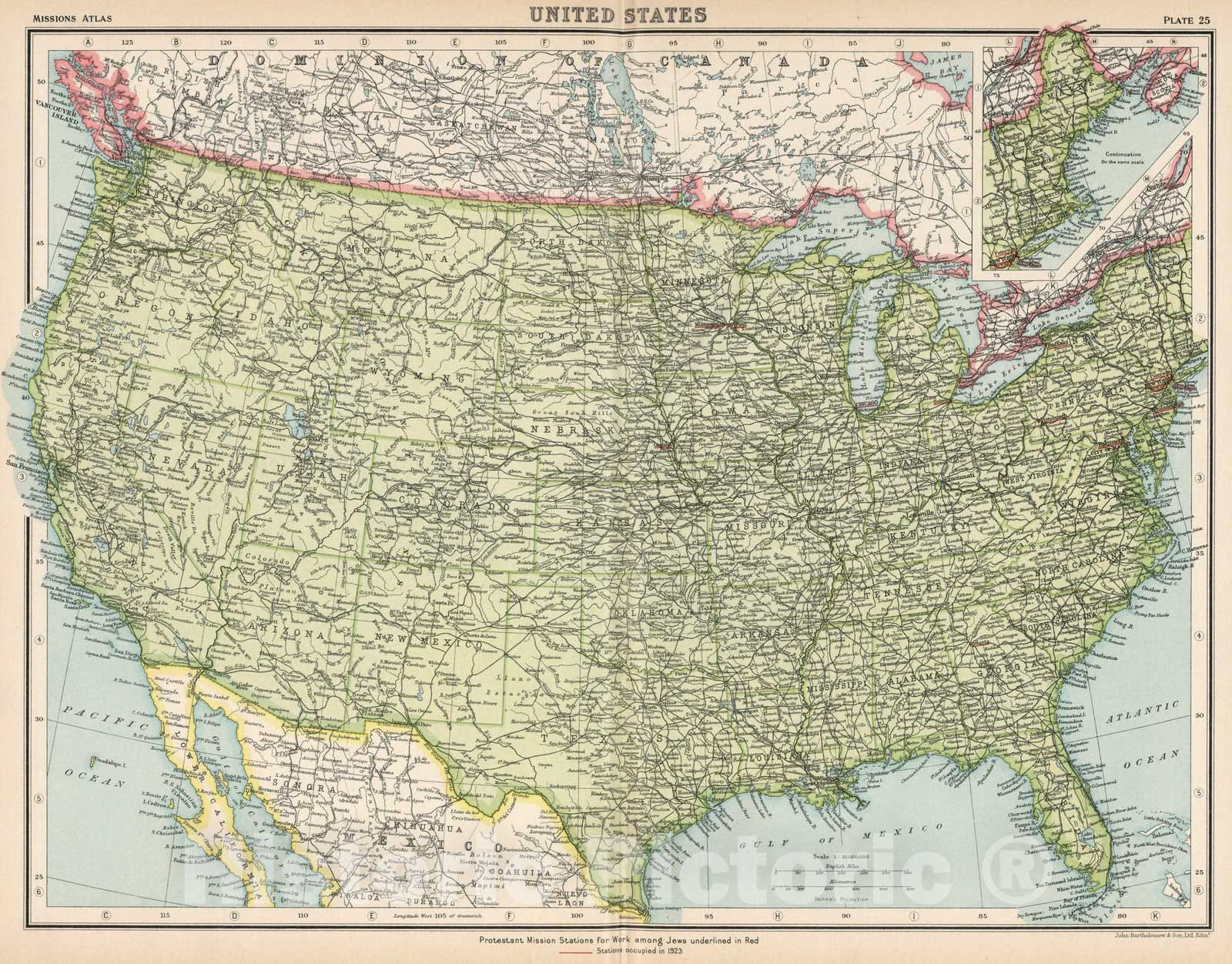 Historic Map : World Atlas Map, Plate 25. United States. 1923 - Vintag ...