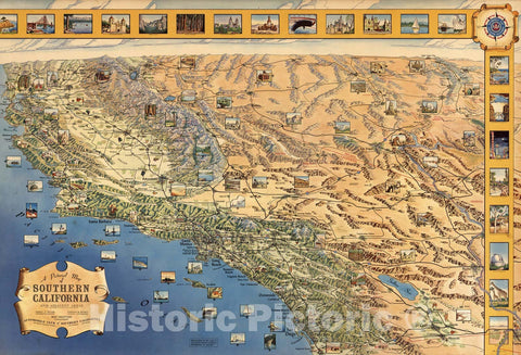 Historic Map : A pictorial map of Southern California and adjacent areas, 1969 - Vintage Wall Art
