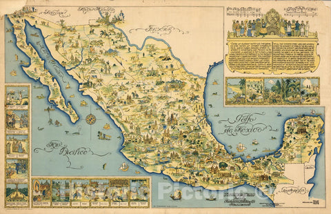 Historic Map : Pictorial Map of Mexico. Published by Fischgrund Pubishing Co, 1931 v1
