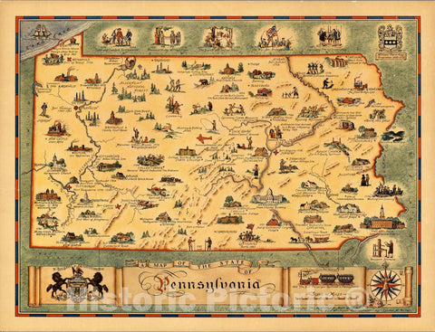 Historic Map : the State of Pennsylvania, 1942 - Vintage Wall Art