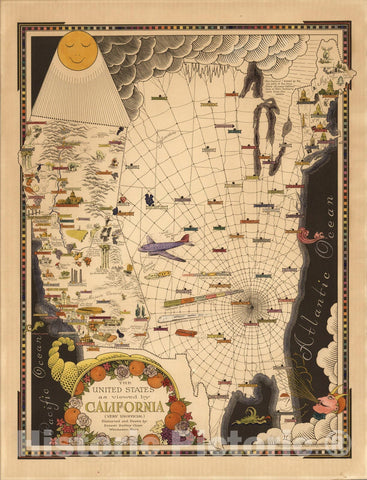 Historic Map : The United States as viewed by California (Very unofficial) 1940 - Vintage Wall Art