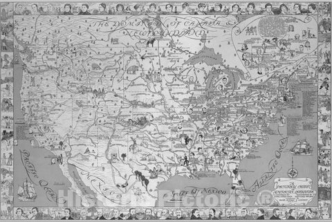 Historic Map : A Pictorial Chart of American Literature, 1932 - Vintage Wall Art