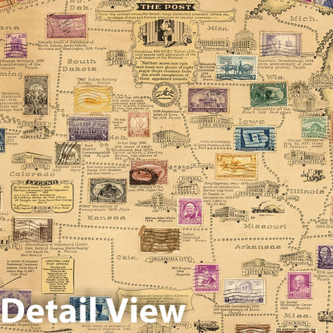 Historic Map : The pictorial map : United States Stamps, 1949 - Vintage Wall Art