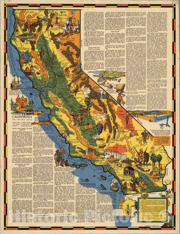 Historic Map : California, the Golden State. 1938 - Vintage Wall Art