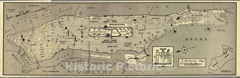 Historic Map : A Pictorial Map of Manhattan., 1939, Vintage Wall Decor