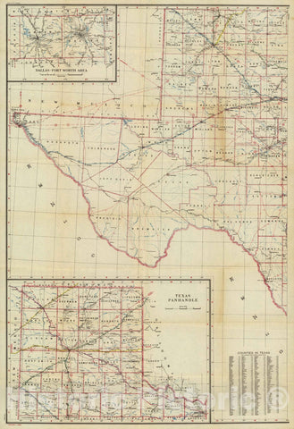 Historic Map : Post Route Map of the State of Texas January 1, 1948. (Western Division.) - Vintage Wall Art