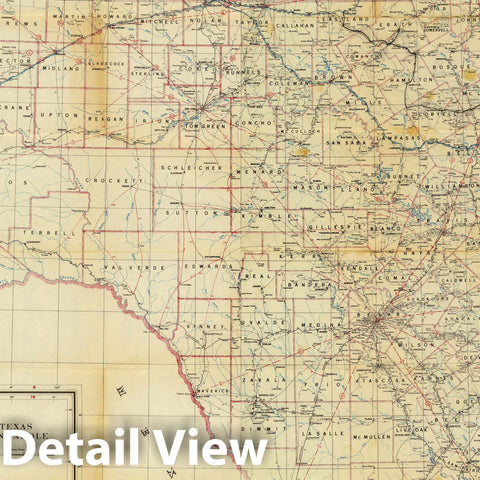 Historic Map : Composite Map: Post Route Map of the State of Texas January 1, 1948. - Vintage Wall Art