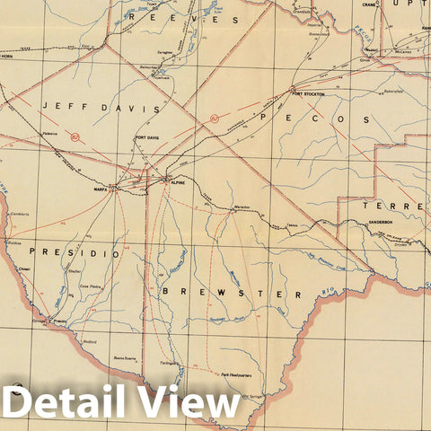 Historic Map : Post Route Map of the State of Texas July 15, 1950. (Western Division.) - Vintage Wall Art