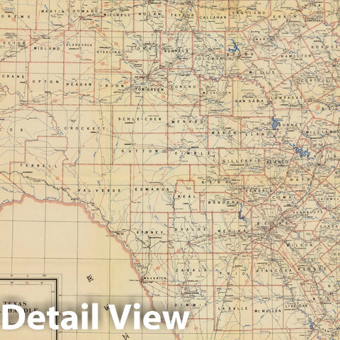 Historic Map : Composite Map: Post Route Map of the State of Texas July 15, 1950. - Vintage Wall Art