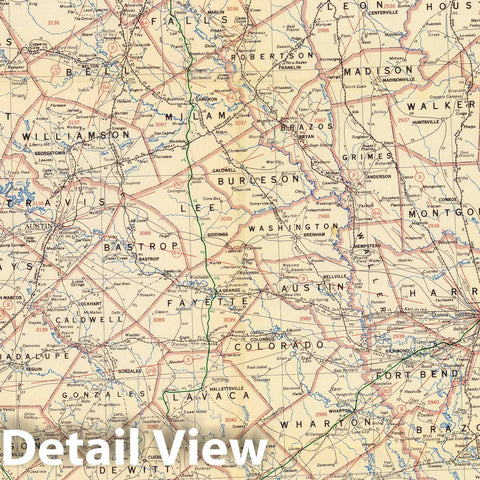 Historic Map : Post Route Map of the State of Texas December 1, 1954. (Eastern Division.) - Vintage Wall Art