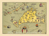 Historic Map - Pictorial Tercentenary Map 1630-1930. Martha's Vineyard and Elizabeth Islands - Vintage Wall Art
