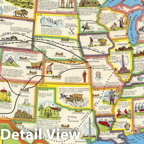 Historic Map : These United States : a pictorial history of our American heritage 1949 - Vintage Wall Art