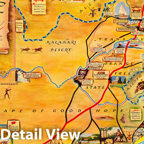 Historic Map : A pictorial map : South Africa, 1950 - Vintage Wall Art