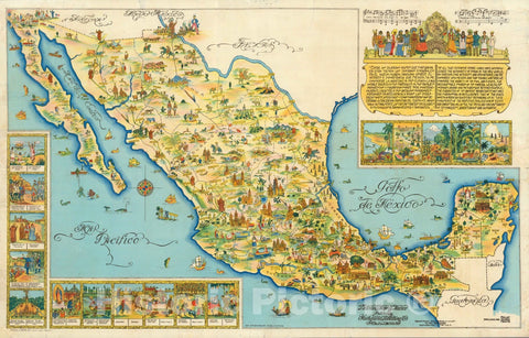 Historic Map : Pictorial Map of Mexico. Published by Fischgrund Pubishing Co, 1931 v2