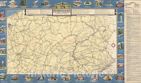 Historic Map : Pennsylvania State Publicity Commission map, 1938 - Vintage Wall Art