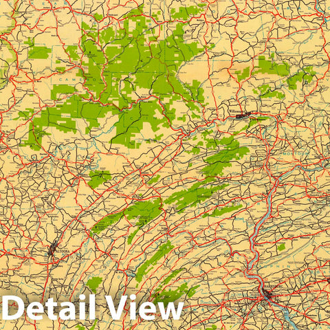 Historic Map : Map of Pennsylvania Showing the State Highway System and Main Connecting Roads, 1940 - Vintage Wall Art
