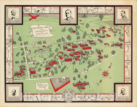 Historic Map - Pictorial Map of the University of Kentucky, 1931 - Vintage Wall Art