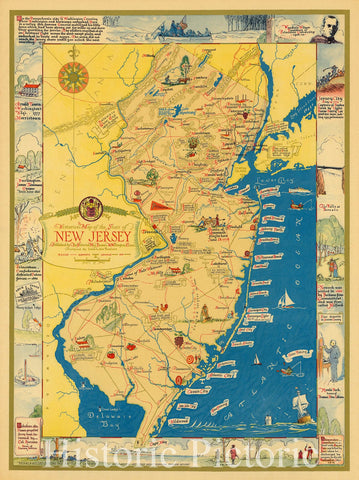 Historic Map : Historical map of the state of New Jersey, 1939 - Vintage Wall Art