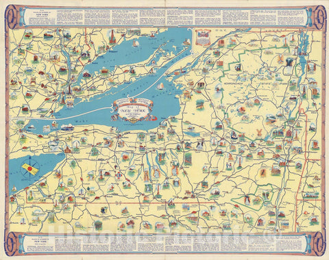 Historic Map : Historical, pictorial points of interest map of New York, 1934 - Vintage Wall Art