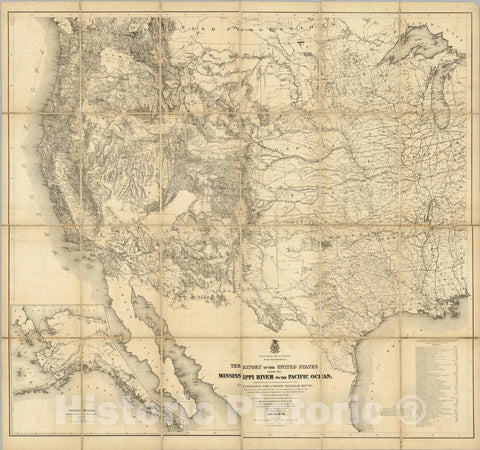 Historic Map : Case Map, Territory of The United States From The Mississippi River To The Pacific Ocean. 1868 - Vintage Wall Art