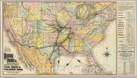 Historic Map : Timetable Map, Iron Mountain Route. 1886 - Vintage Wall Art