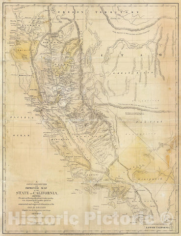 Historic Map : State Of California., 1851, Vintage Wall Decor