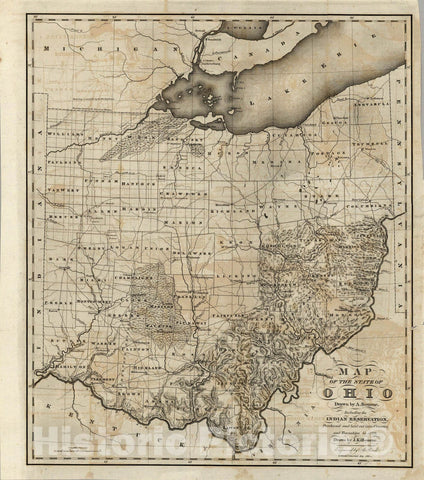 Historic Map : Map of The State of Ohio, 1820 - Vintage Wall Art