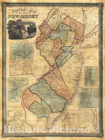 Historic Map - Map of the State of New Jersey, 1836, - Vintage Wall Art