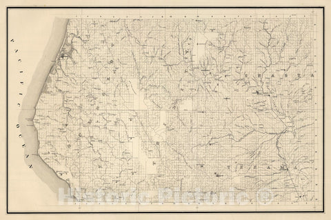 Historic Map - State Engineer's Map of Northern California, Northern California, Humboldt, Trinity Counties (sheet 3) 1884 - Vintage Wall Art