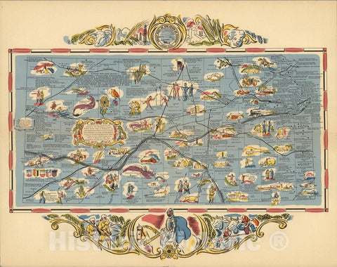 Historic Map : Pictorial Map of Kansas, 1936 - Vintage Wall Art