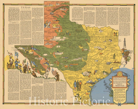 Historic Map : Texas the Lone Star State 1939 - Vintage Wall Art