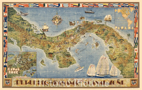 Historic Map : Pictorial Map of the Republic of Panama with the Canal Zone, 1941 - Vintage Wall Art