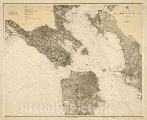 Historic Map : United States-West coast, san Francisco Entrance, California 1924 - Vintage Wall Art