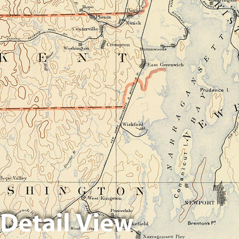 Historic Map : State Atlas Map, Contents: Rhode Island atlas. 1891 - Vintage Wall Art