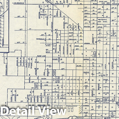 Historic Map : State Atlas Map, City of San Bernadino, California. 1938 - Vintage Wall Art