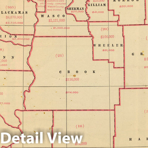 Historic Map : State Atlas Map, Oregon mfg, mechanical industries. 1909 - Vintage Wall Art