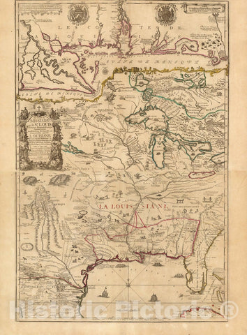 Historic Map : United States, Mississippi RiverLe cours de Missisipi, ou de St. Louis, 1718 , Vintage Wall Art