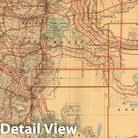 Historic Map : State of Oregon 1876 - Vintage Wall Art