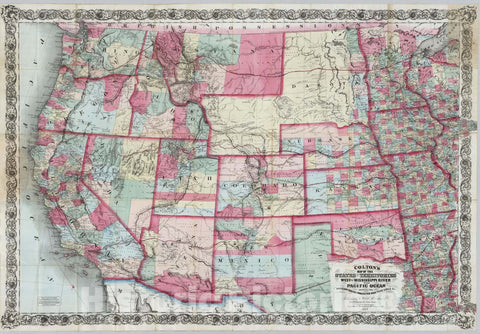 Historic Map : Pocket Map, States And Territories West of The Mississippi River 1868 - Vintage Wall Art