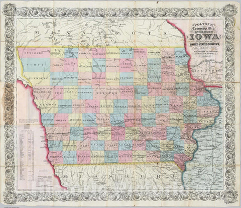Historic Map : Township Map of The State of Iowa, 1855 v3