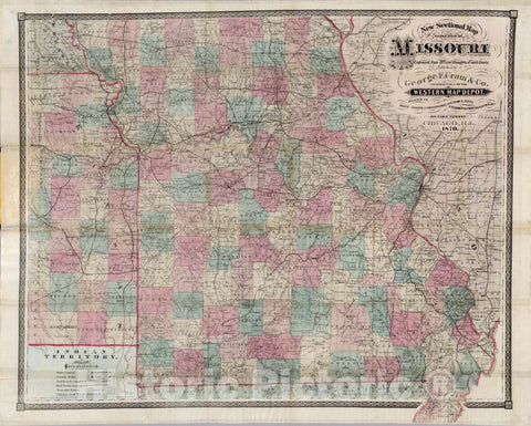 Historic Map : New Sectional Map of The State of Missouri, 1870 - Vintage Wall Art