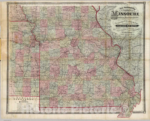 Historic Map : Sectional Map of The State of Missouri, 1871 - Vintage Wall Art