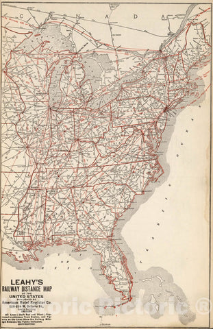 Historic Map : Leahy's Railway Distance Map of the United States, 1934 v2