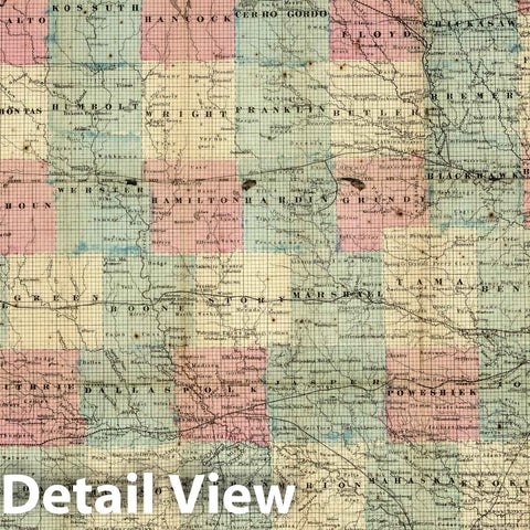 Historic Map : Sectional Map of the State of Iowa, 1869 - Vintage Wall Art