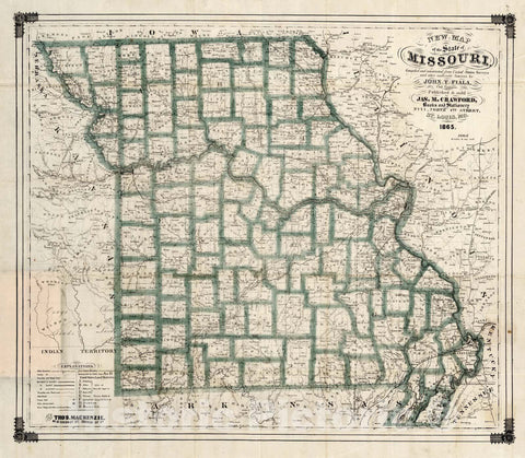Historic Map : Map of the State of Missouri, 1865 v2 - 30in x 24in