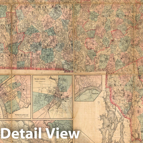 Historic Map : Map of The State of Massachusetts, 1861 - Vintage Wall Art