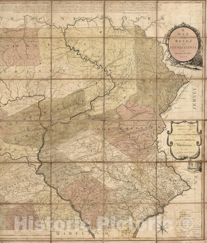 Historic Map : The State of Pennsylvania, 1792 v1 Vintage Wall Art