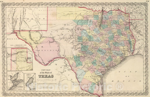 Historic Map : National Atlas - 1857 New Map of the State of Texas - Vintage Wall Art
