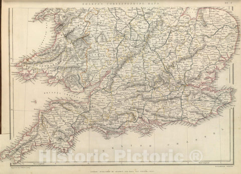 Historic Map : 1847 England and Wales Railway Map (southern half). - Vintage Wall Art